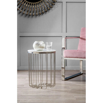 Paradise White Marble Cage Design Iron Table