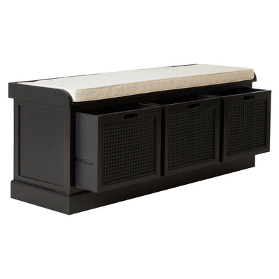 Orchard 3 Drawers Black Finish Storage Bench