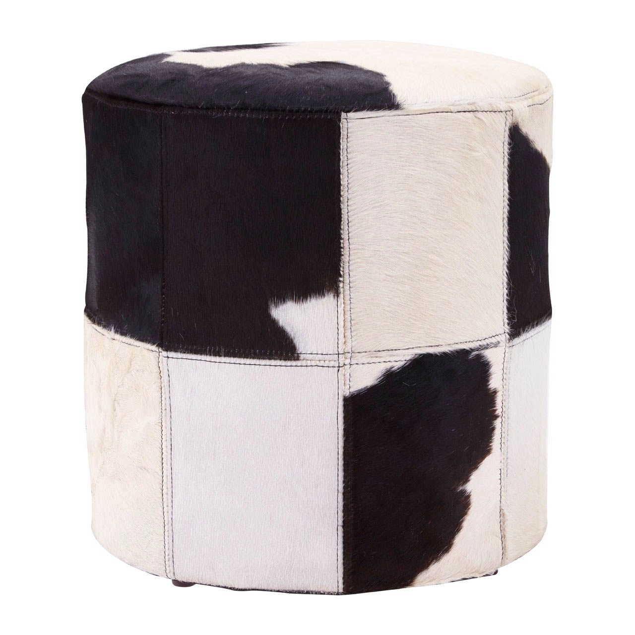 Mallord Black/White Genuine Cowhide Ottoman