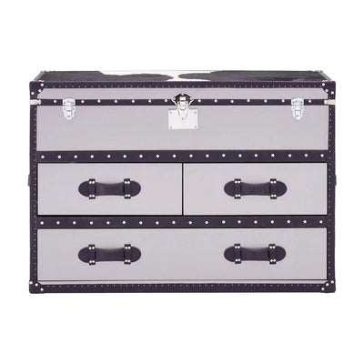 Mallord Black/White Genuine Cowhide 3 Drawer Cabinet