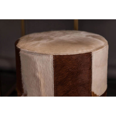 Mallord Brown/White Genuine Cowhide Ottoman