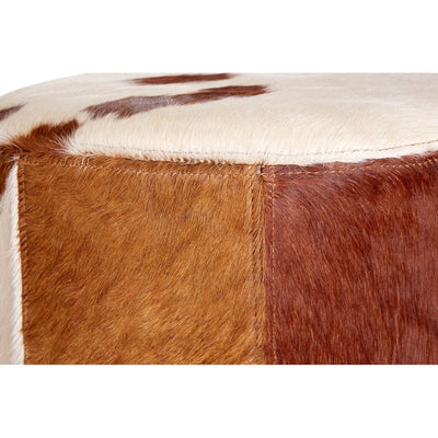 Mallord Brown/White Genuine Cowhide Ottoman