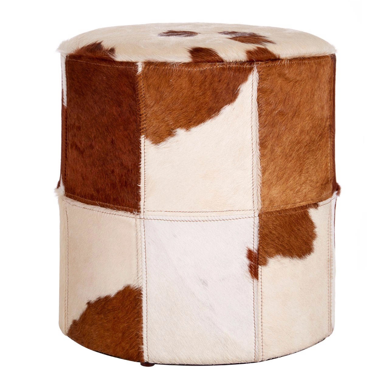 Mallord Brown/White Genuine Cowhide Ottoman