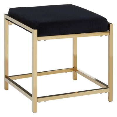 Norland Black Velvet / Gold Finish Stool