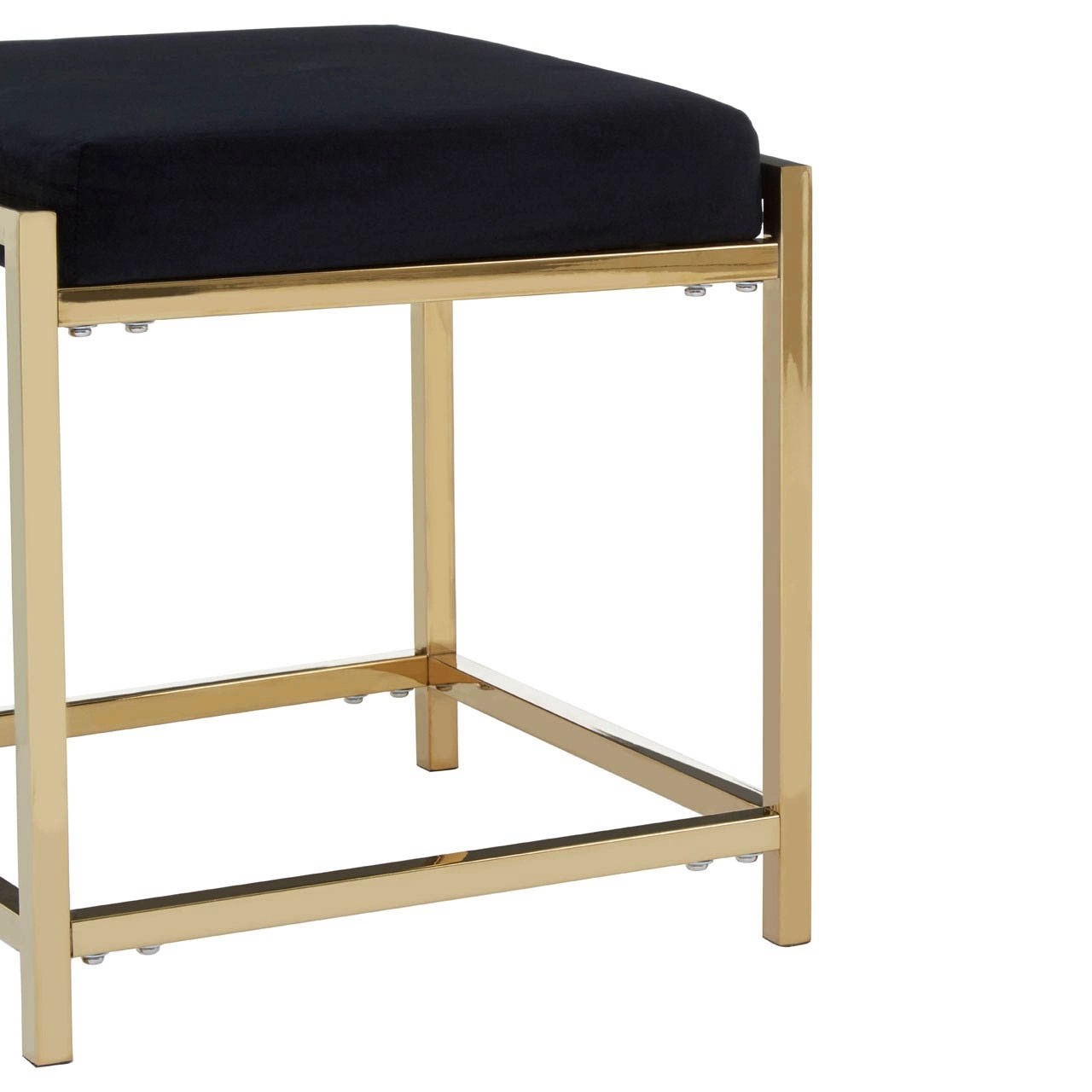 Norland Black Velvet / Gold Finish Stool