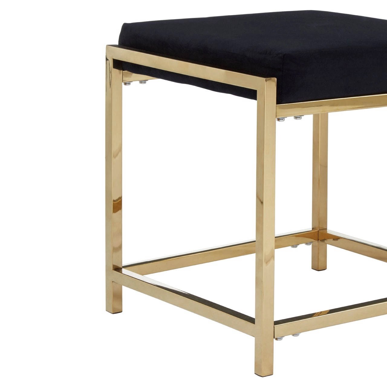 Norland Black Velvet / Gold Finish Stool