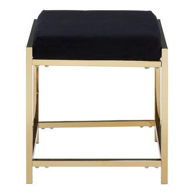 Norland Black Velvet / Gold Finish Stool