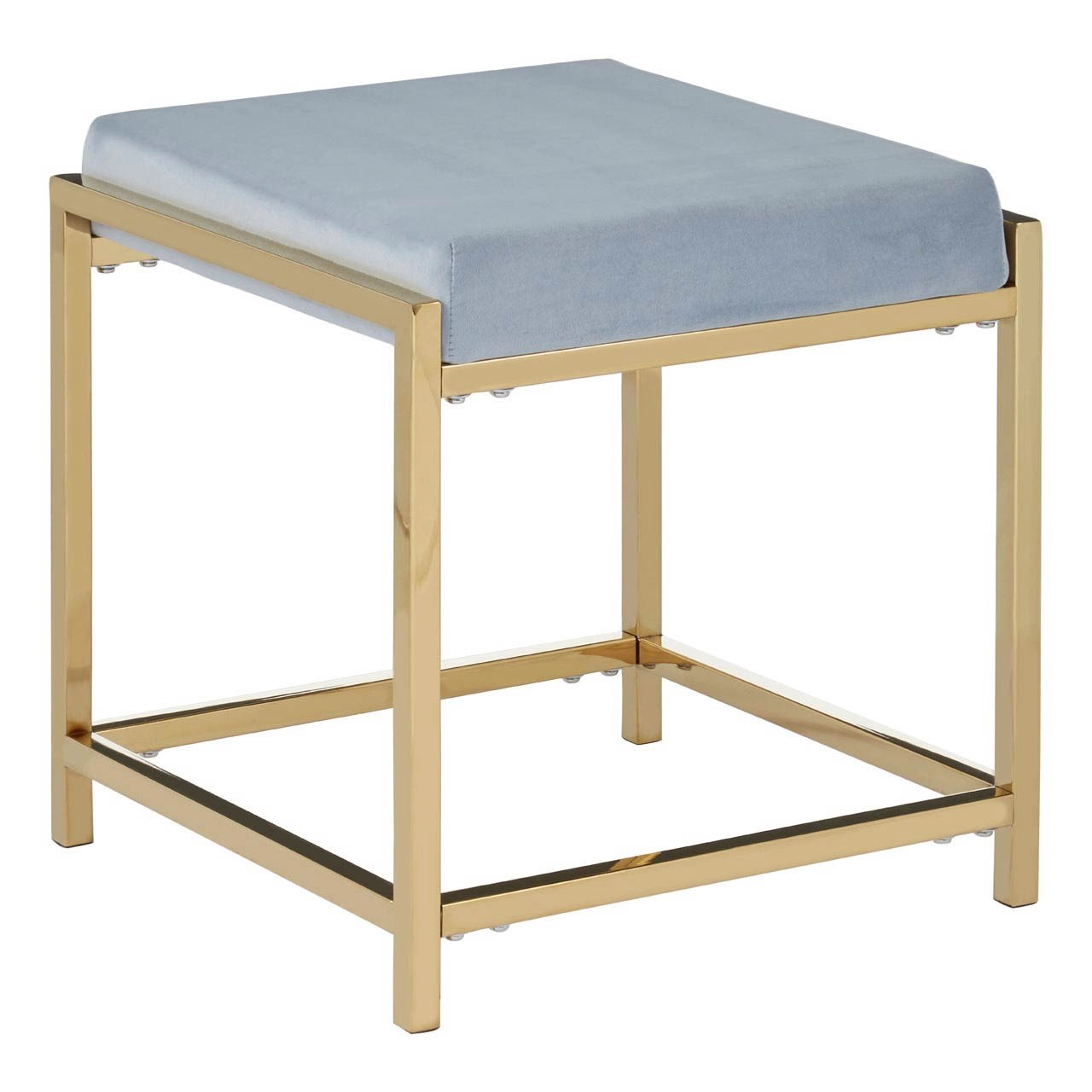 Norland Grey Velvet / Gold Finish Stool