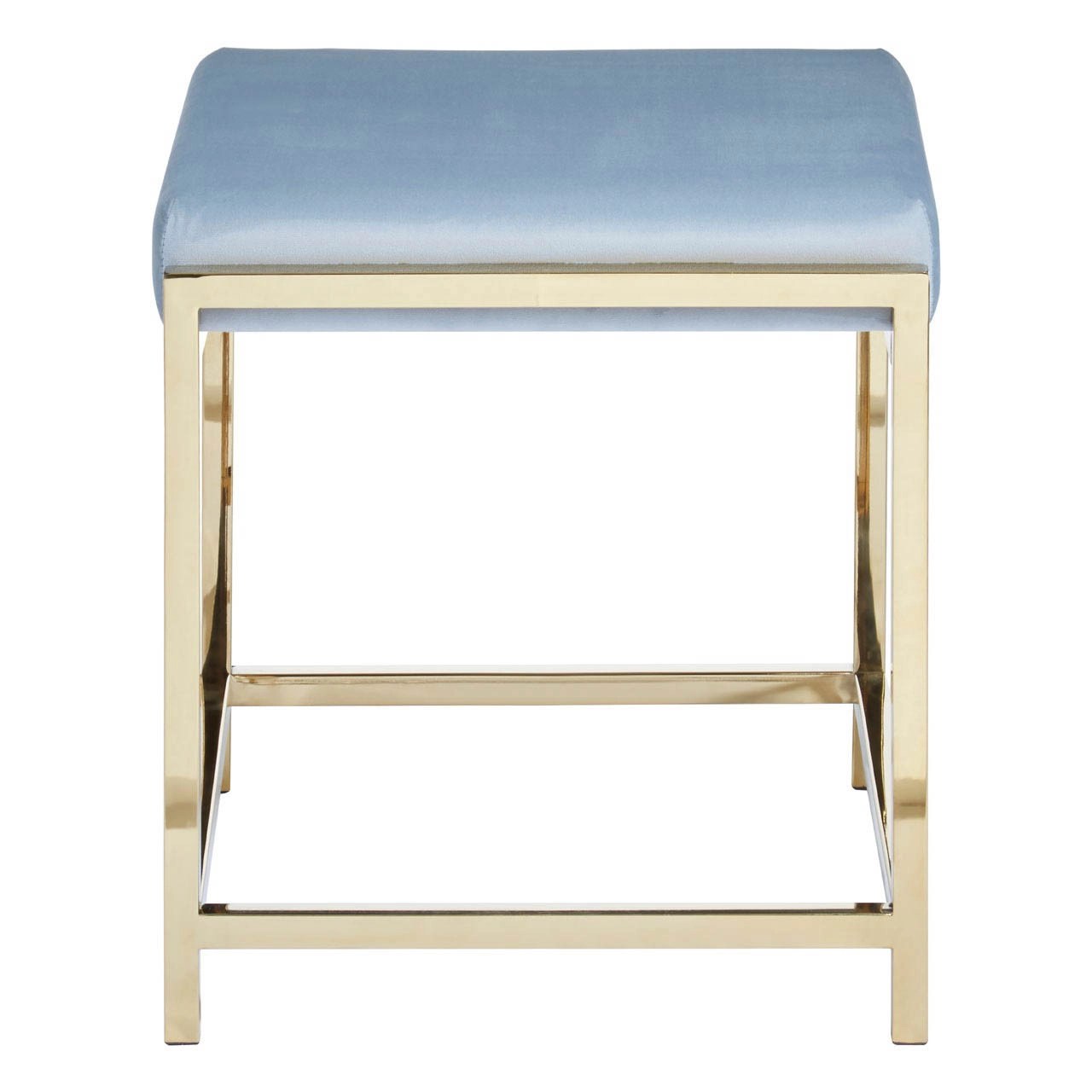 Norland Grey Velvet / Gold Finish Stool