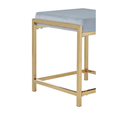 Norland Grey Velvet / Gold Finish Stool