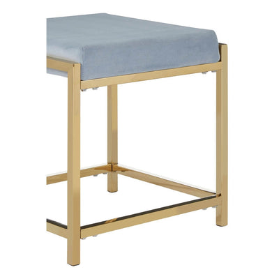 Norland Grey Velvet / Gold Finish Stool