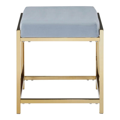 Norland Grey Velvet / Gold Finish Stool