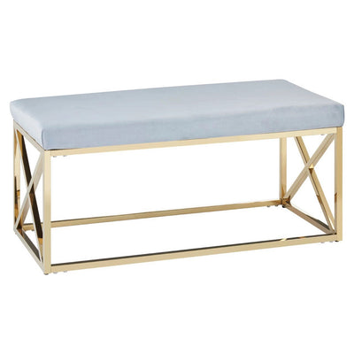 Norland Grey Velvet / Gold Bench