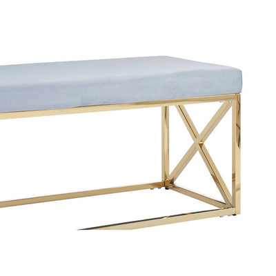 Norland Grey Velvet / Gold Bench